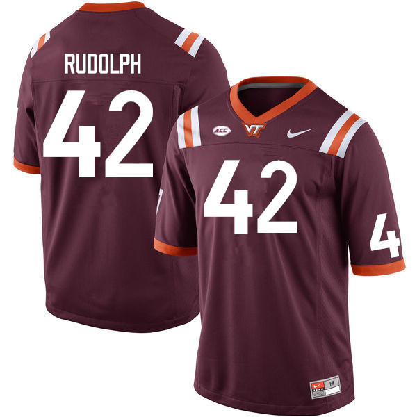 Men #42 Lakeem Rudolph Virginia Tech Hokies College Football Jerseys Sale-Maroon
